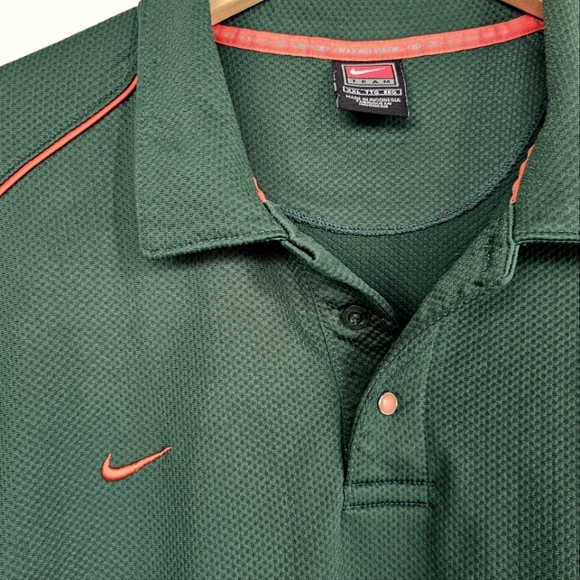 Nike Team Polo UM Miami Hurricanes Size XXL Green Orange Coaches Collared Shirt - Picture 6 of 12